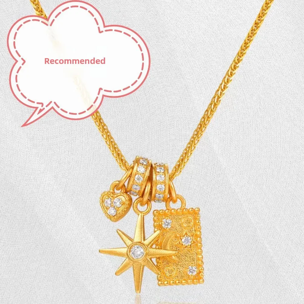 High-End Feel Luxury Necklace Starry Sky And Moon Hanging Pendant Elegant Clavicle Chain Gift Lightweight Jewelry