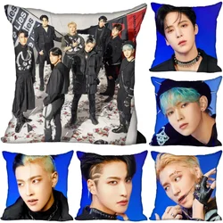 Kpop Boy Ateez fodera per cuscino camera da letto Home Office federa decorativa federe per cuscini con cerniera quadrata No Fade 0704