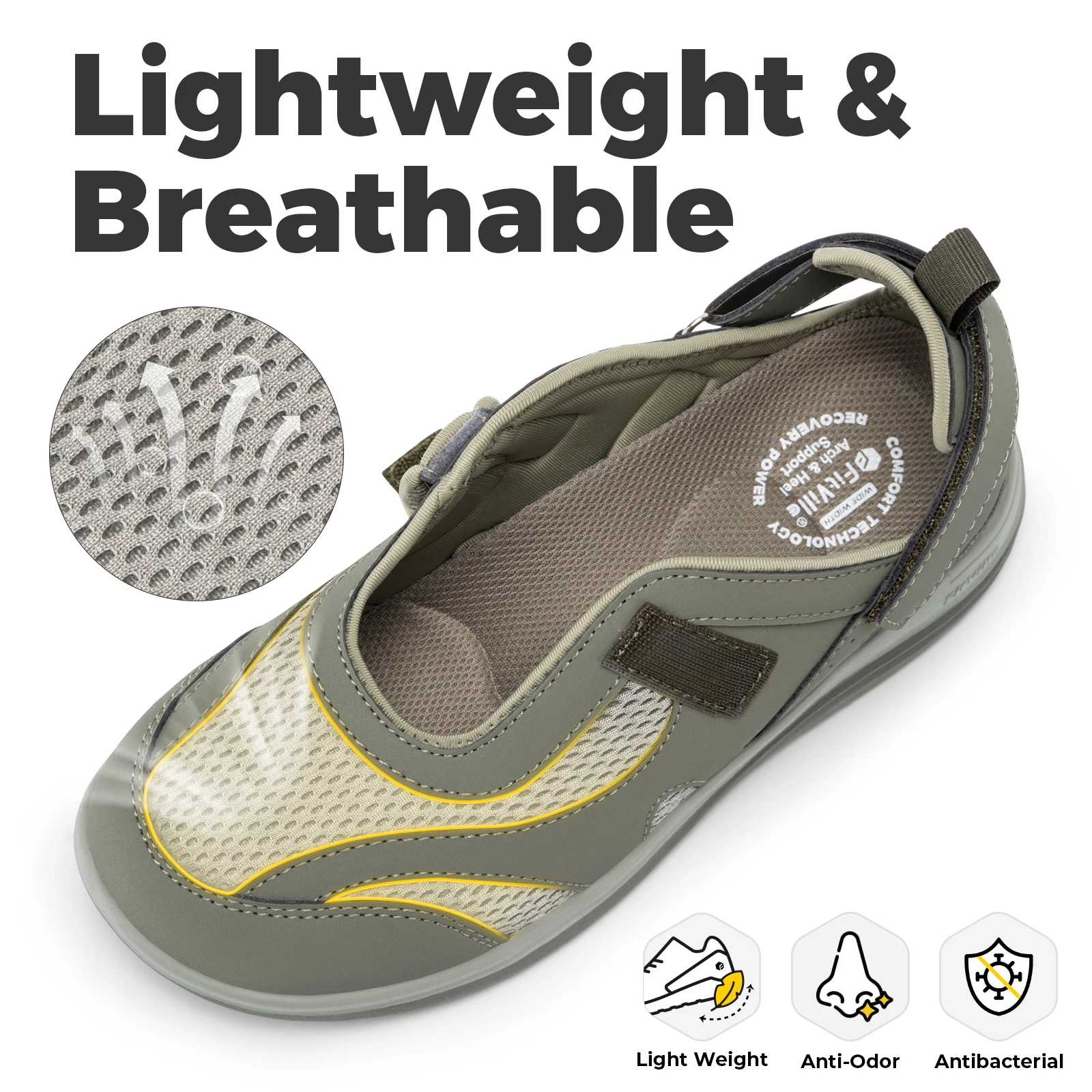 FitVille Chaussures Pour Femmes à Pieds Larges - Sandales De Marche Confortables Avec Soutien De La Voûte Plantaire