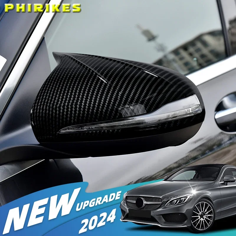 

For Mercedes Benz C GLC S E Class W205 X253 W222 W213 W238 Replacement carbon Black Side Rearview Mirror Cover Caps Shell LHD