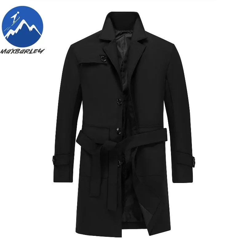 

Maxbarley Belt Trench Coat Men High-end Designer Long Lapel Windbreaker Jacket 2025 Autumn New Korean Single-breasted Overcoat