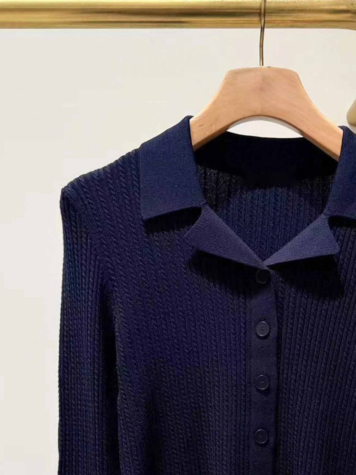 

S Home Nan You High End Women's Faion 2025 Autumn New Casual Versatile Turn-down Collar Slim-fit Knitted Open Cardigan Top