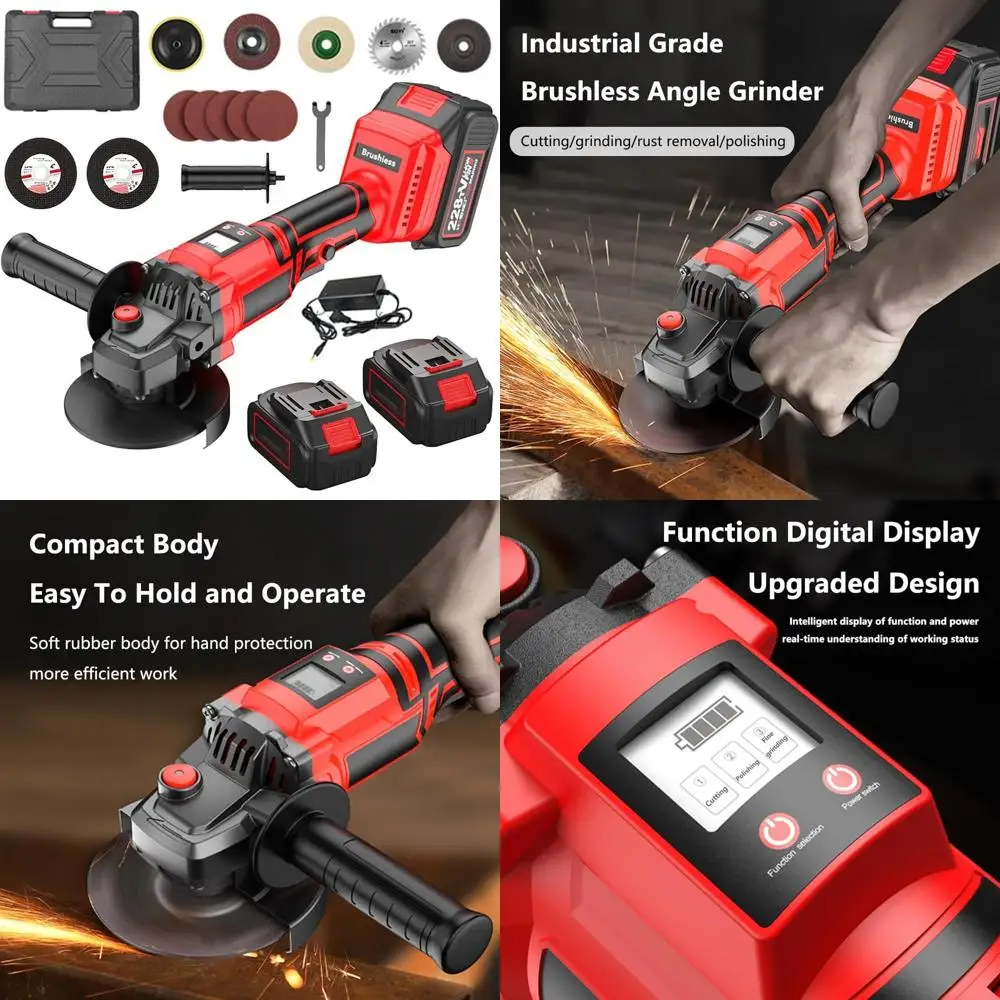 

21V Cordless Brushless Angle Grinder with 3.0Ah Batteries, 9000 RPM, 3-Speed Variable, Charger Included, Metal Cutting Tools