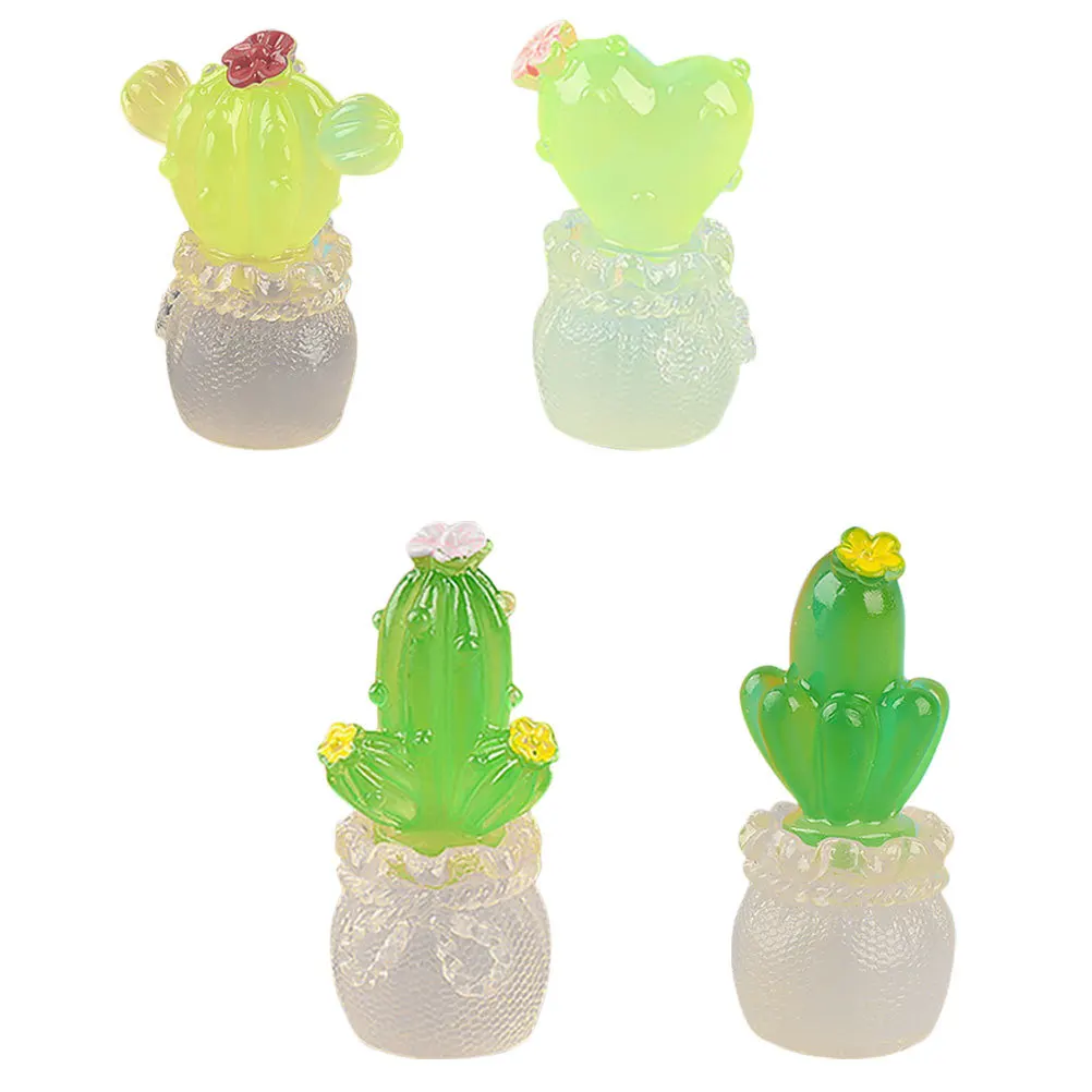 4 stuks Mini Cactus Hars Decors Creatieve Desktop Woonkamer Slaapkamer Decoratie Prachtige Micro Landschapsarchitectuur Ornament