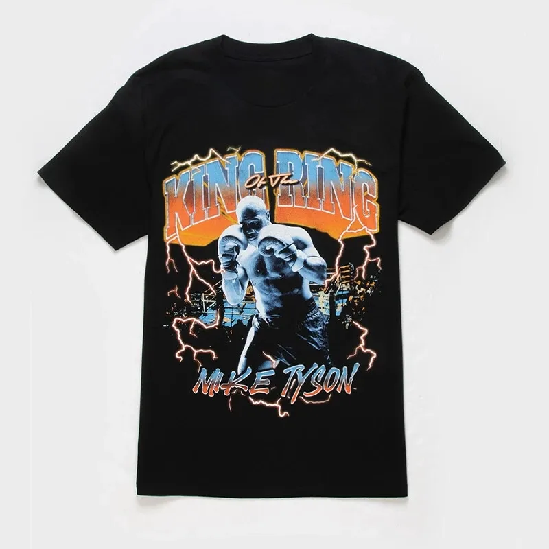 مايك الملاكمة المطبوعة خمر القطن تي شيرت بلايز الرجال النساء الملابس المتضخم تيسون تي شيرت الصيف الشارع المحملة للجنسين الملابس