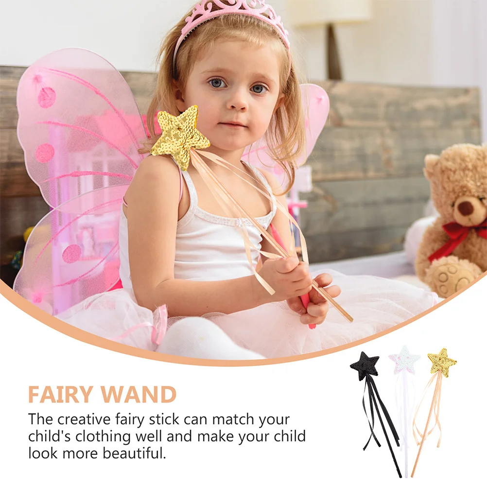 6Pcs Star Shape Fairy Wand Bright Decorative Fairy Sticks for Kids Party Favor Children Halloween Props Glitter Wands for Girls