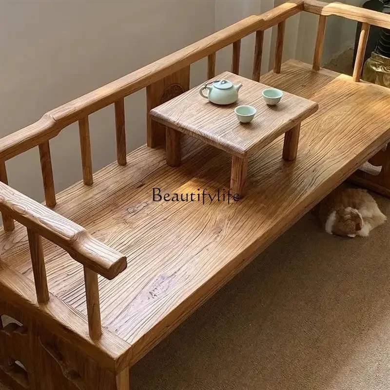 

ls 18 Elm Arhat bed new Chinese solid wood sofa chair meditation zen bed small apartment