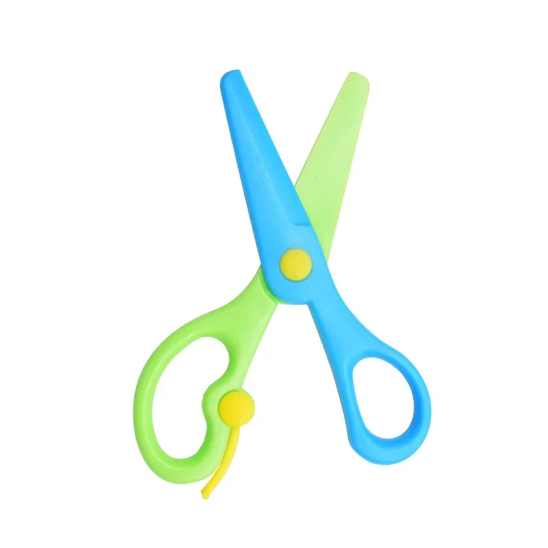 

New 1Pcs 137mm Mini Safety Round Head Plastic Scissors Student Kids Paper Cutting Minions Supplies for Kindergarten School