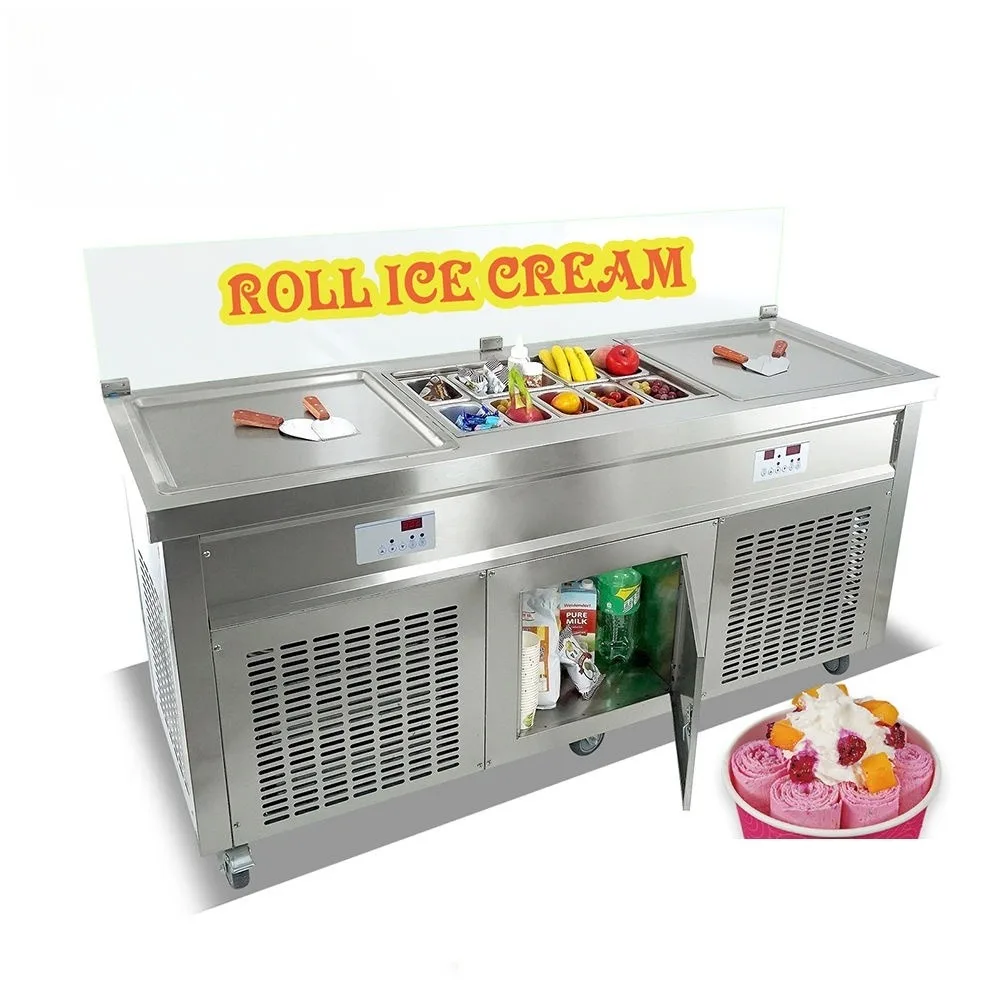 Ice Cream Making Square Pan Table Top Counter Topping Taco Fried Ice Cream Machine Roll