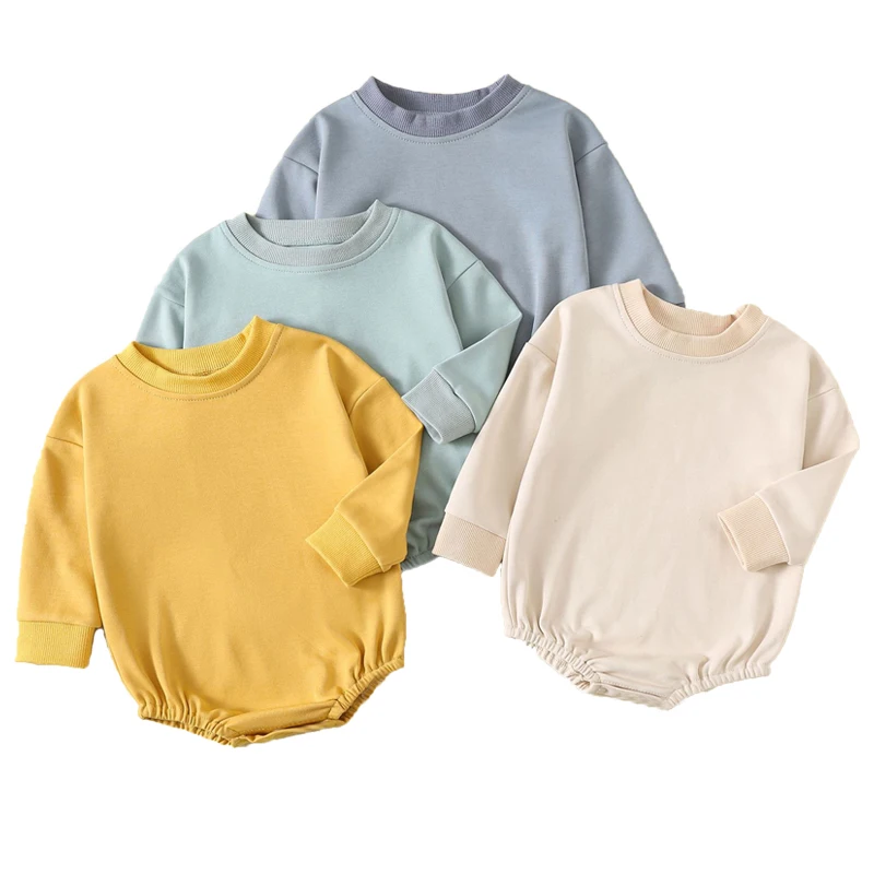 

Baby Clothing Boys Girls Bodysuit Autumn and Winter Solid Colour Round Neck Long Sleeves Onesie Newborn Clothes 0–12 Months
