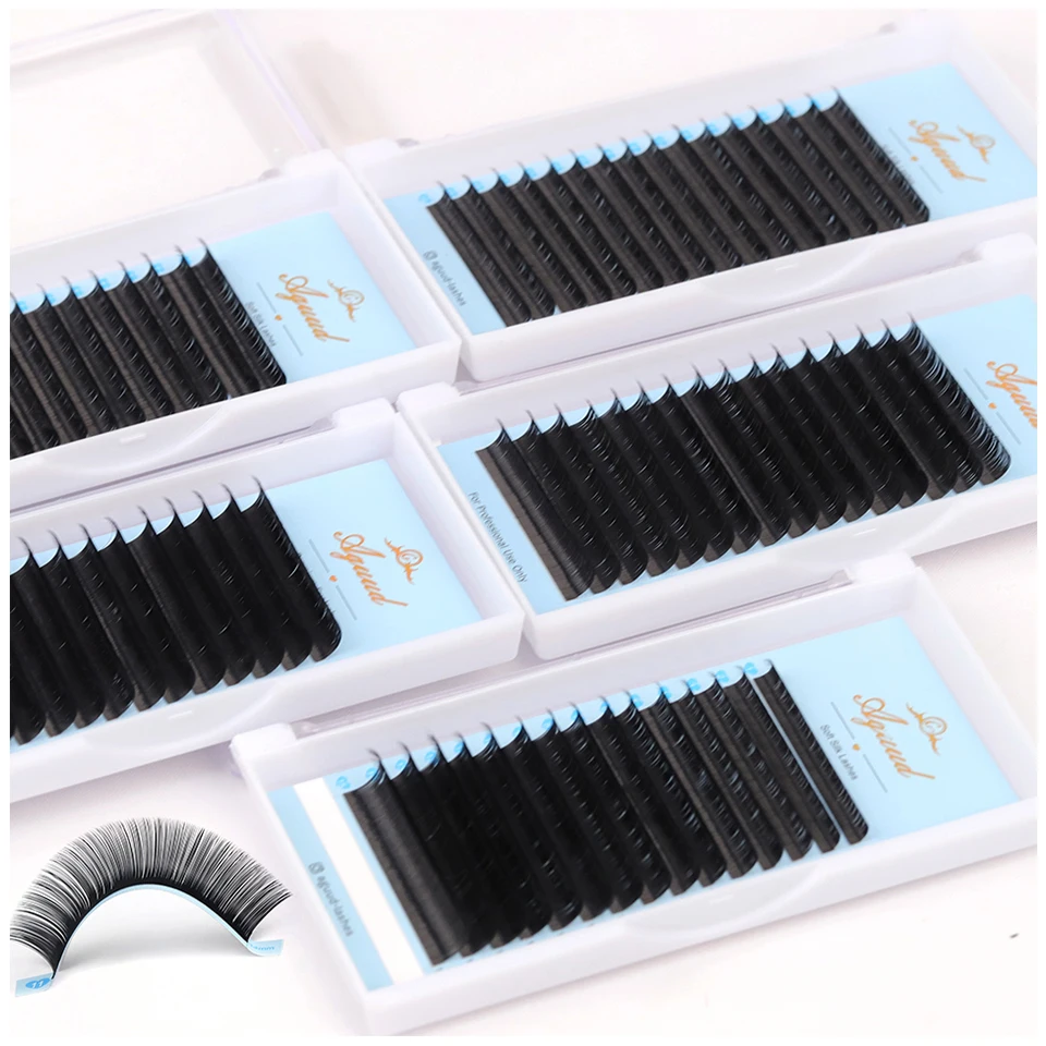 AGUUD 16 righe 5-25mm Extension ciglia individuali Faux Mink Russian Volume Lashes ciglia in Cashmere nero per Extension Makeup