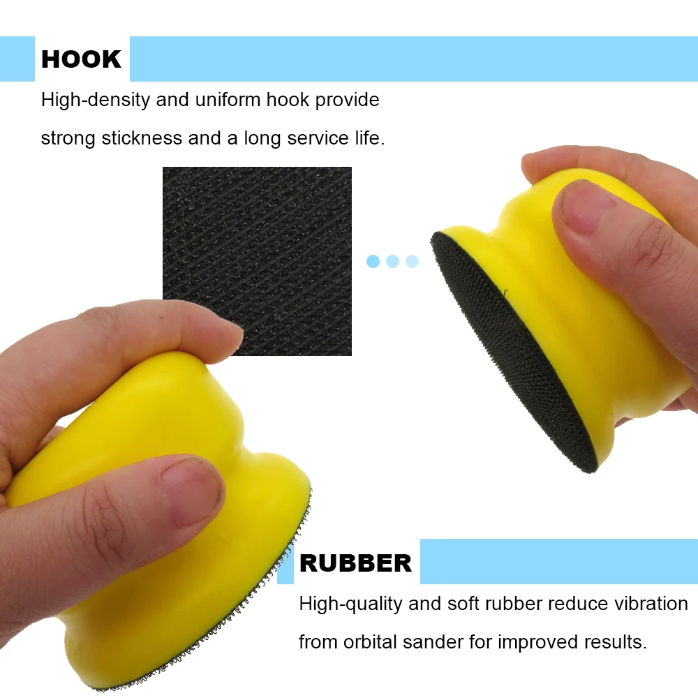 2 Pcs 2 Inch Hand Sanding Block PU Foam Material Polishing Tools Accessory Hook and Loop Quick Change Abrasive Tool