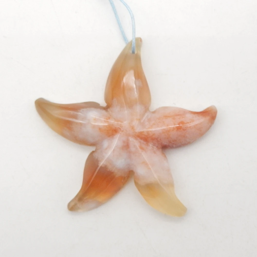 Fashion Carving Starfish Natural Cherry Agate Pendant Necklace For Jewelry Making Charm Gift Accessories Good Quality