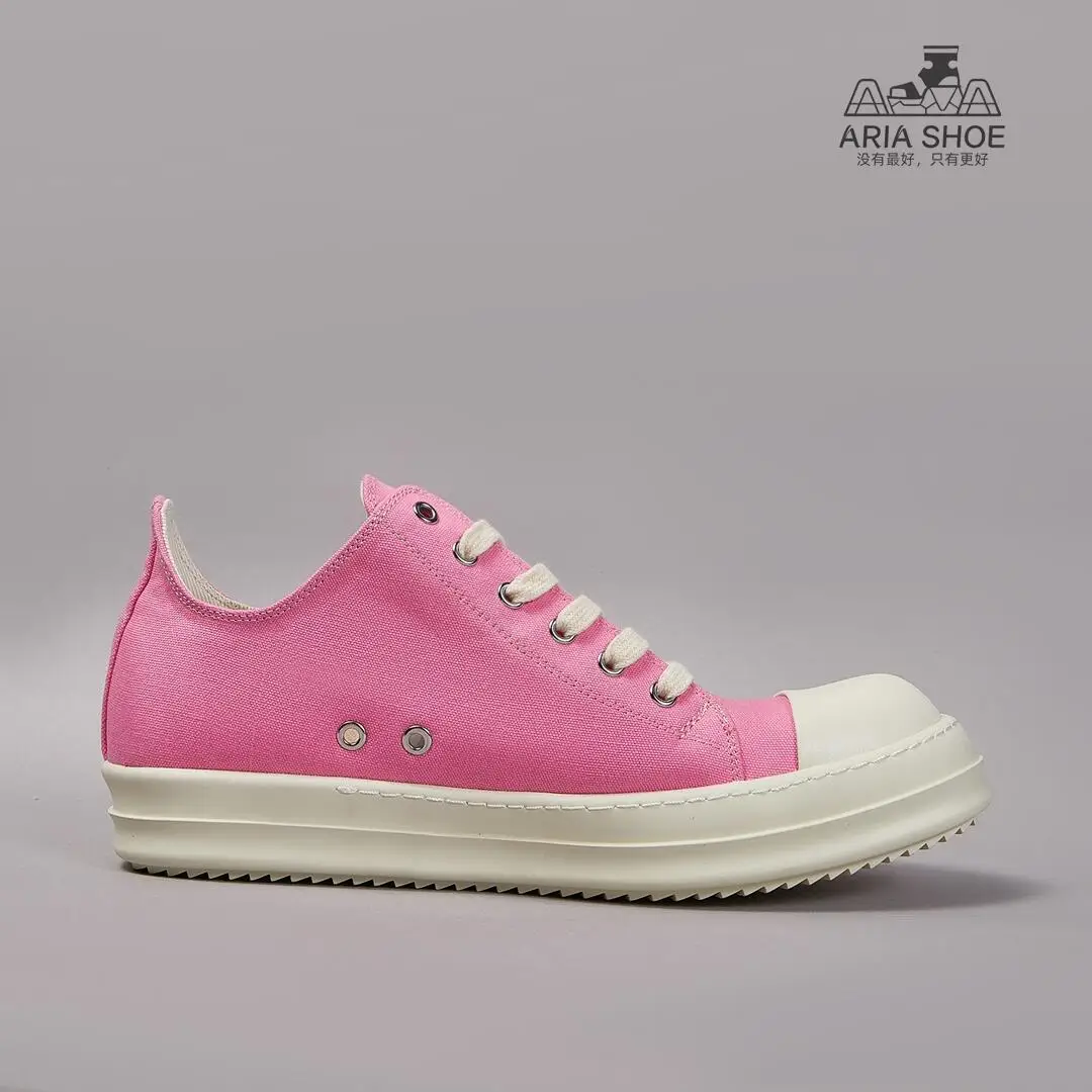 Ricks Classic Designer Pink Canvas Low Top Luxury Casual Shoe Men New High Quality Shoes Women Lace-up Owens Women Flat Sneakers