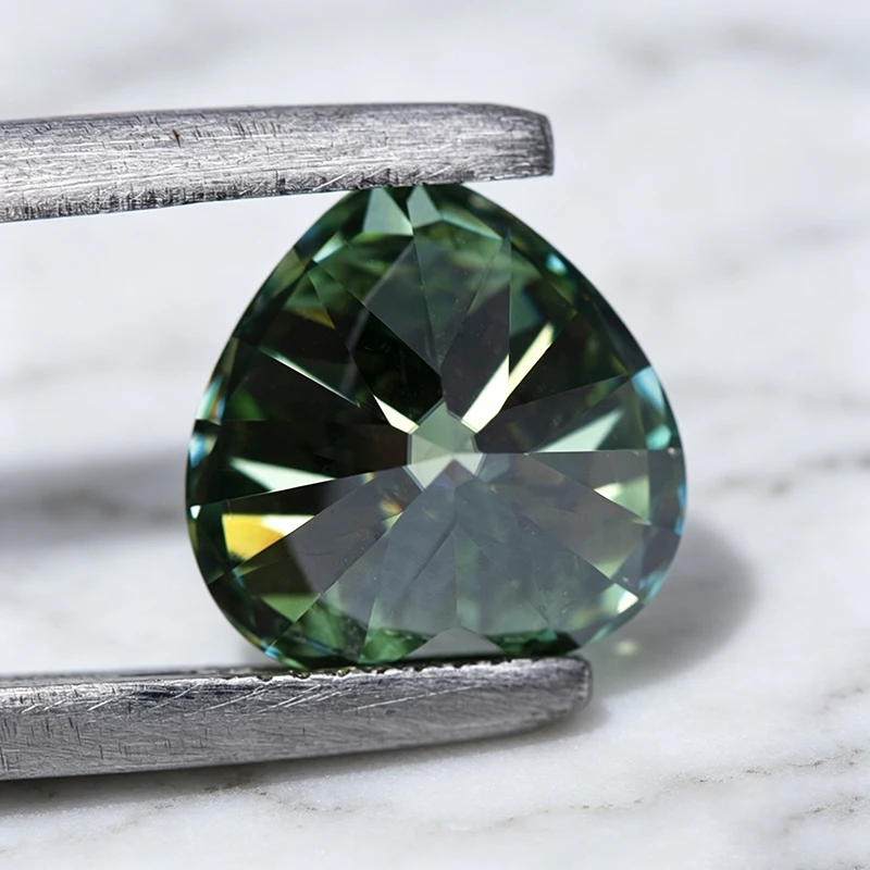 Moissanit-Stein Herzschliff Natürlicher Gelbgrüner Edelstein für Charms Schmuckherstellung Materialien Besteht Diamanttester mit Zertifikat – Detail 6