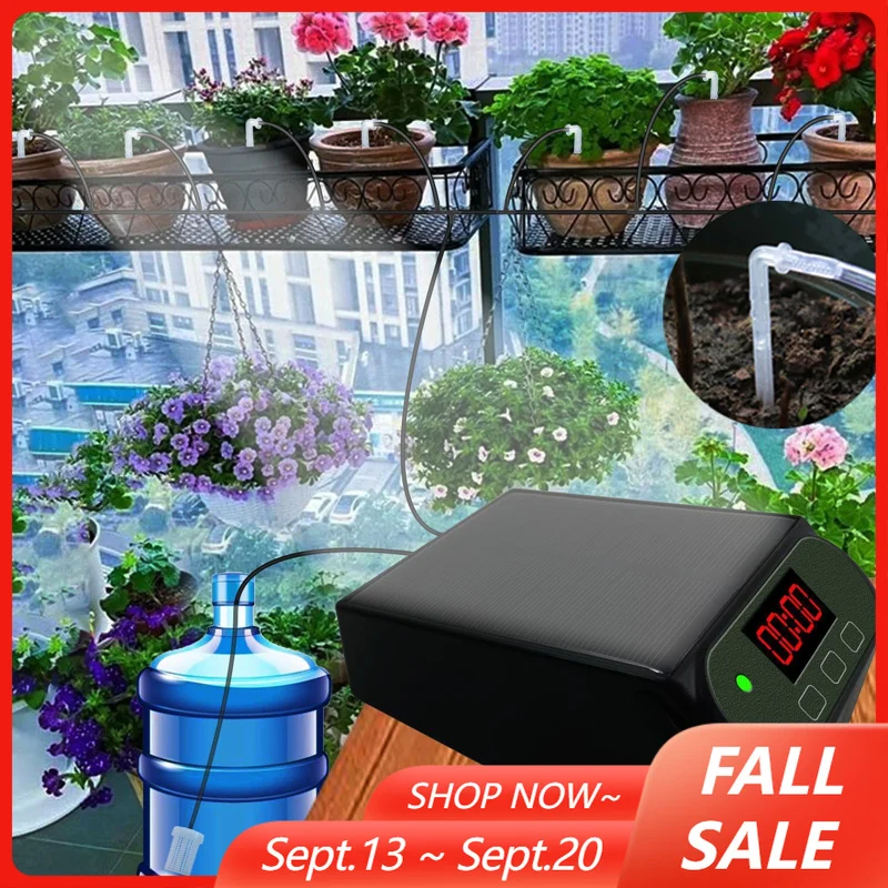 Intelligent Automatic Plant Flower Watering Device Solar Powered Watering Wireless Control Timing Irrigation Spraying Kit