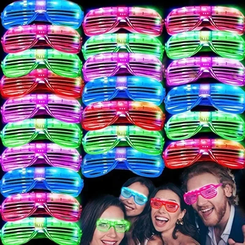 

1-25PCS LED Glasses Light Up Glasses 6 Neon Colors Led Shutter Shades Glasses for Teens Adult Birthday Neon Party Favors Props