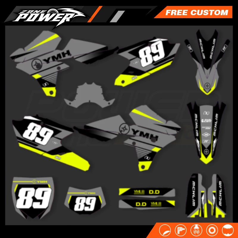 Powerzone для YAMAHA 2014-2018 YZF250 2015-2019YZF250X WRF250 2014-17 YZF450 пользовательские фоны графические наклейки наборы наклеек 66