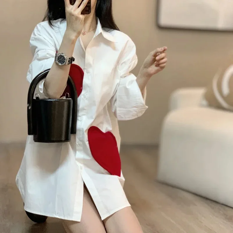 

Shirt for Women in Spring and Autumn New Korean Style Design Niche Fashion Western-style White Chic Top D473