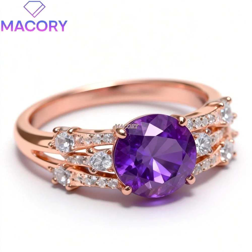 

Новое поступление: кольцо из натурального аметиста с яркими цветами, из стерлингового серебра, идеально подходит в качестве праздничного подарка для женщин и для повседневной носки.