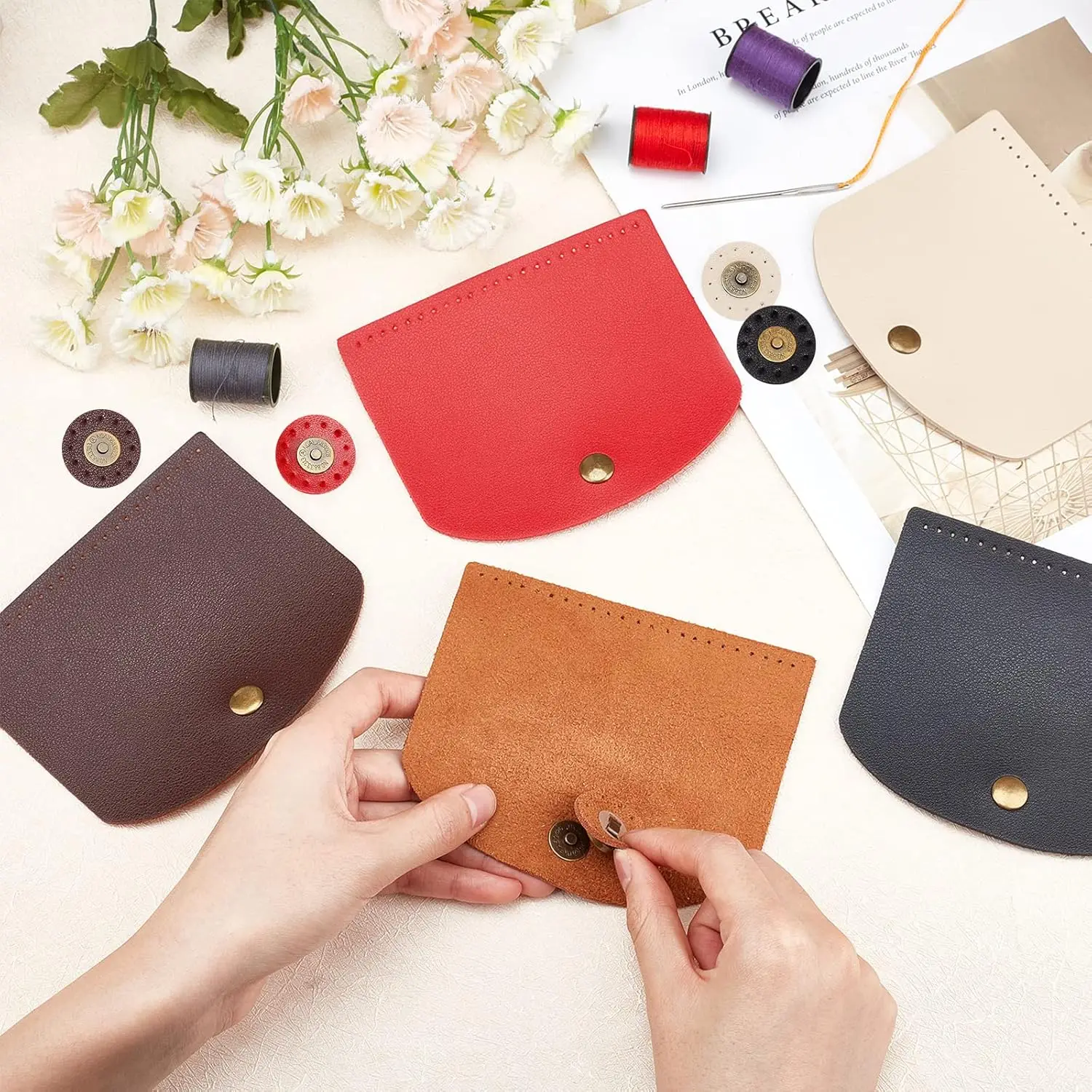1Pcs PH Bag Flip Cover Rectangle Imitation Leather Bag Cover Sew on Faux Leather Tab Closure With Alloy Buckle