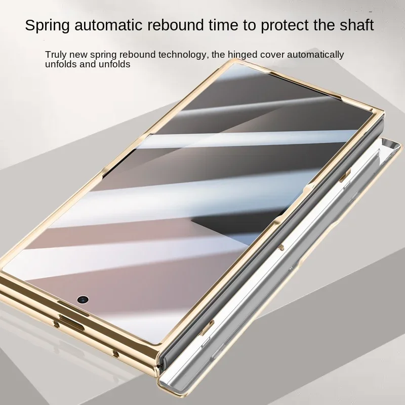 삼성 갤럭시 Z 폴드 7 충격 방지 모든 항목을 포함하는 스프링 힌지 보호 뒷면 커버에 대한 고급 PU 가죽 렌즈 스탠드 전화 케이스