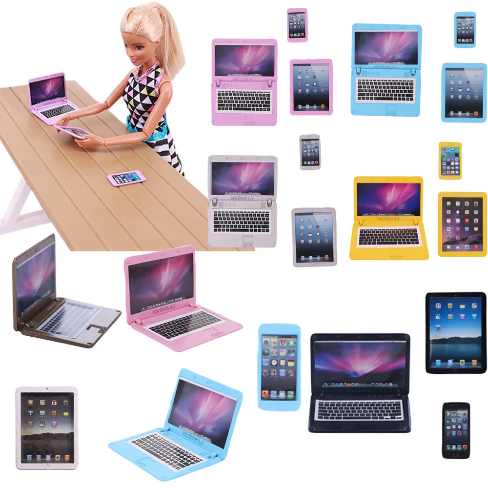 

Аксессуары для кукол, 3 шт. = мини-компьютер + мобильный телефон + планшет, ежедневные предметы, аксессуары для кукольного домика для куклы 30 см и 1/6BJD, игрушки для девочек, подарки