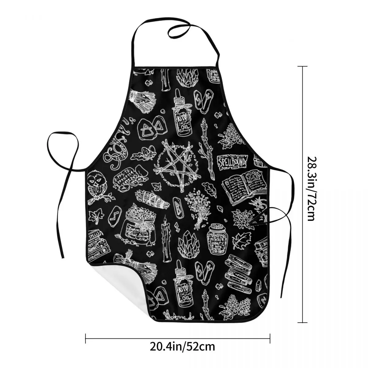 Unisex Dark Pagan Witches Gothic Goth Bib Apron Adult Women Men Chef Tablier Cuisine for Kitchen Cooking Painting