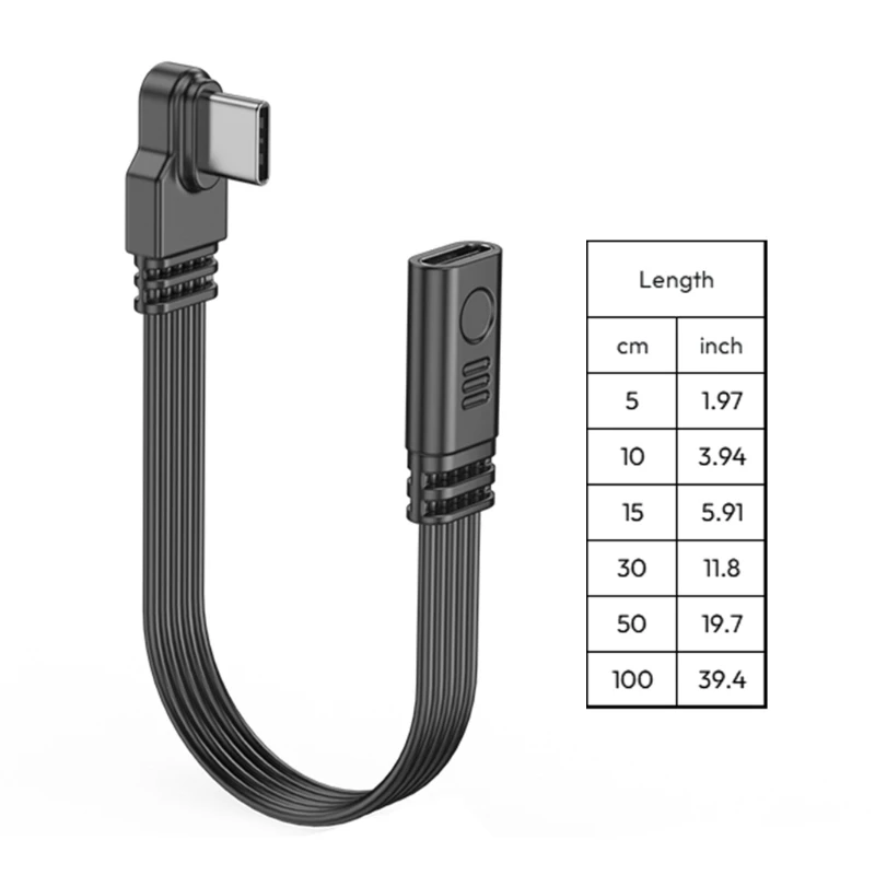 45W USB C To Type C PD Fast Charger Cable 90 Degree Angle TypeC Male Female Charging Data Cord For Samsung Xiaomi Huawei Macbook