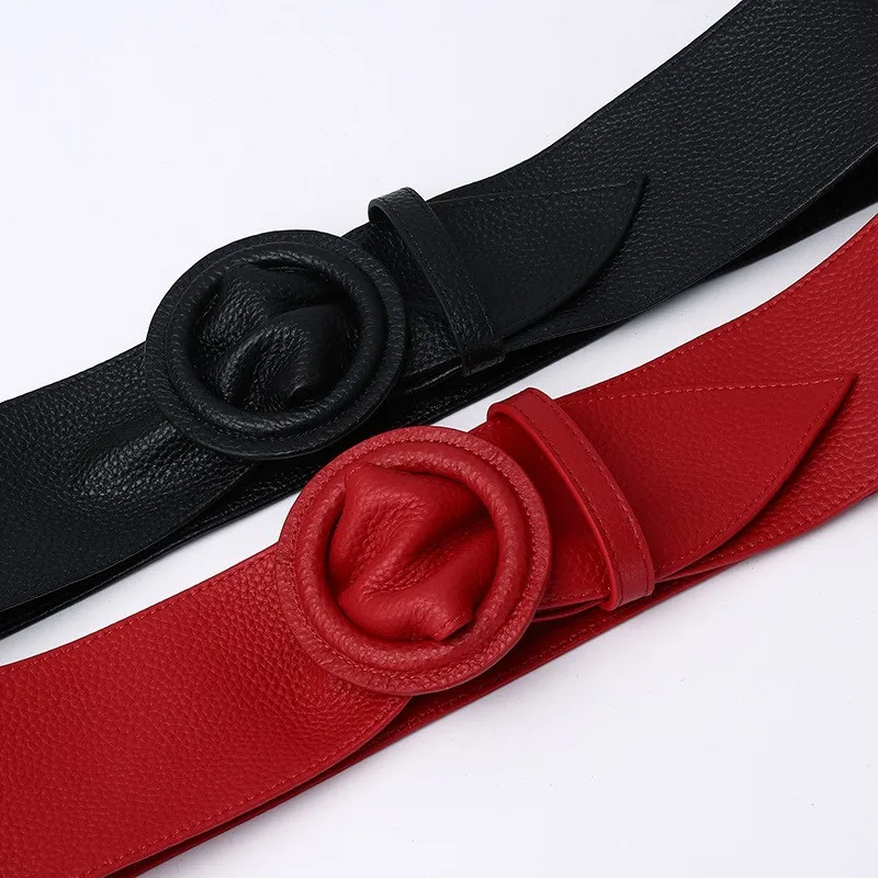 Widened ultra-thin top layer belt women's fashion coat with waist seal decoration skirt and black for cinching the