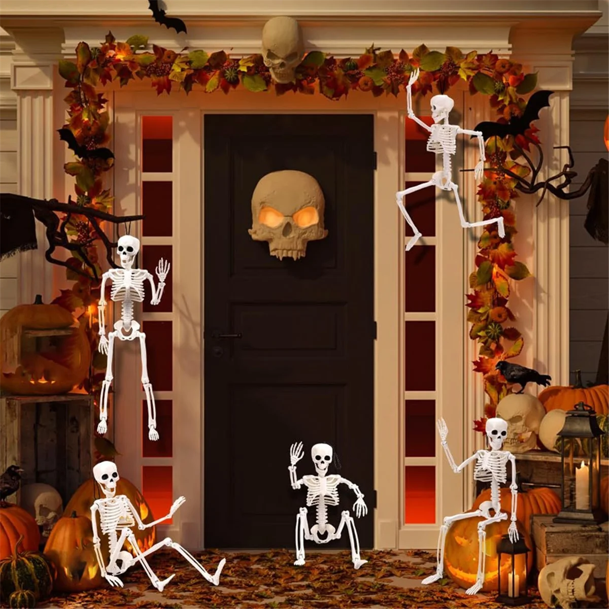 Halloween Esqueletos Decorações, Esqueleto Plástico Posable, Esqueleto De Corpo Inteiro Com Articulações Móveis