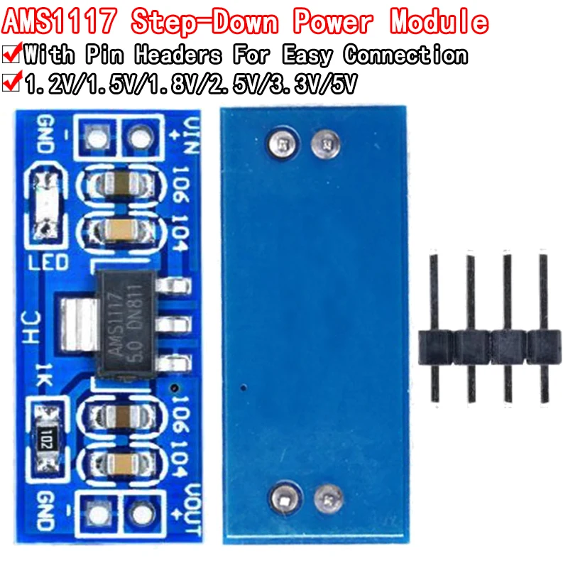 5 pcs/lot AMS1117 1.2V 1.5V 1.8V 2.5V 3.3V 5V module d\'alimentation AMS1117-5.0V module d\'alimentation AMS1117-3.3V