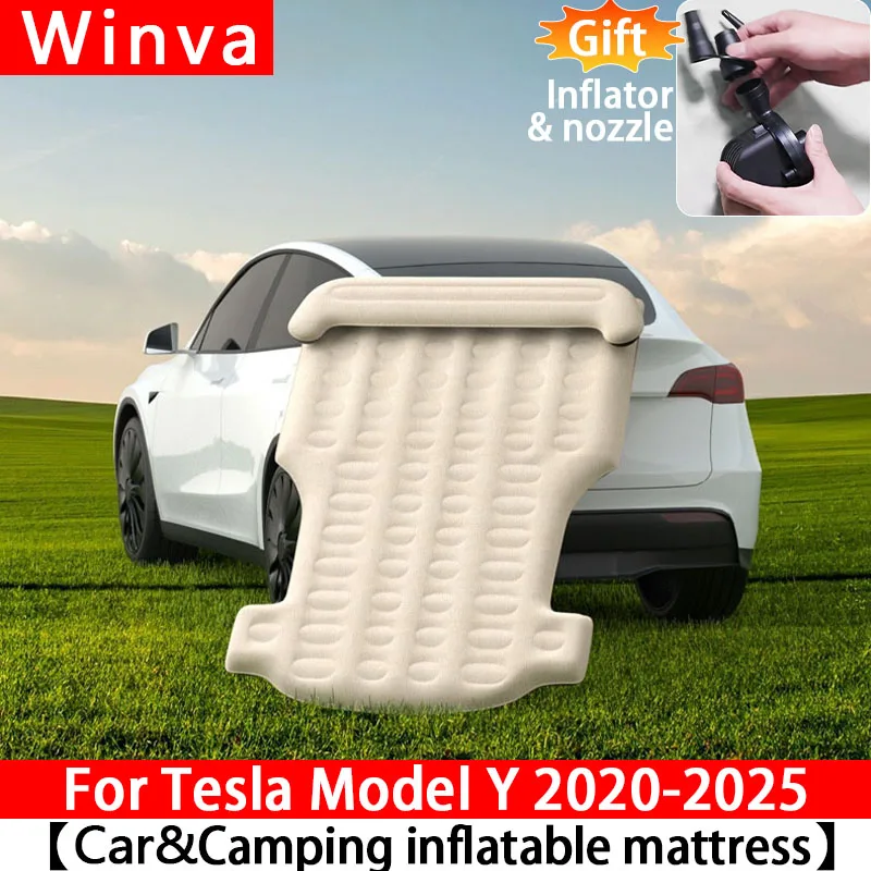 

Для Tesla Model Y 2020-2025 Автомобильная надувная кровать Портативный задний складной надувной матрас для кемпинга с флокированной поверхностью и воздушным насосом