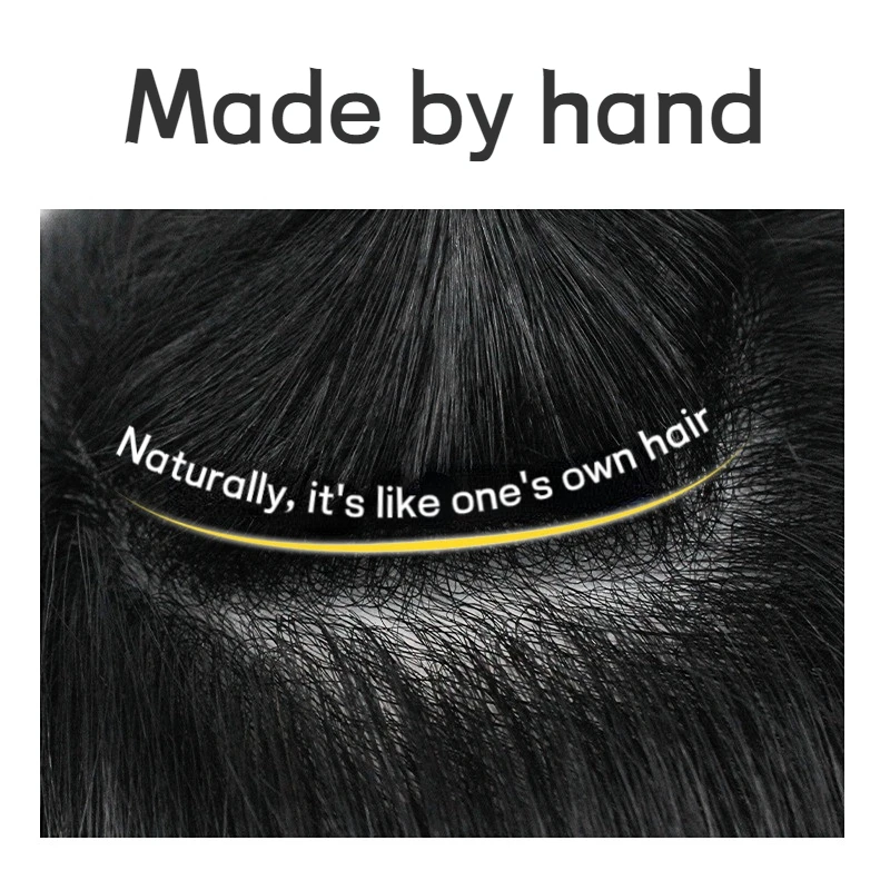 Men Toupee Thin Skin Base Male Hair Prosthesis 100% Human Hair Replacement Breathable Real Hair Wigs Biological Scalp Hairpiece