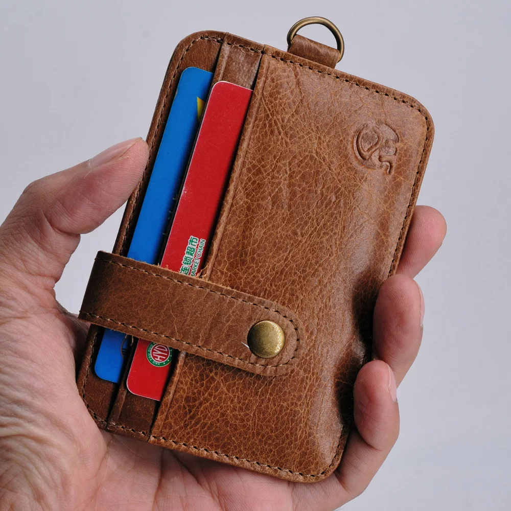 Licencia de trabajo, licencia de conducir, tarjeta de autobús, moda europea y americana, tarjeta de membresía portátil, piel de vaca de capa superior simple