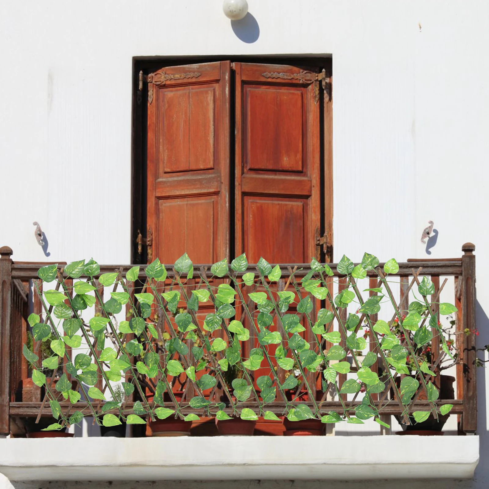 

Artificial Grass Green Plant Railing Fence Garden Decoration Plastic Out Door Leaf Hedge Screen Balcony Fencing UV Resistant