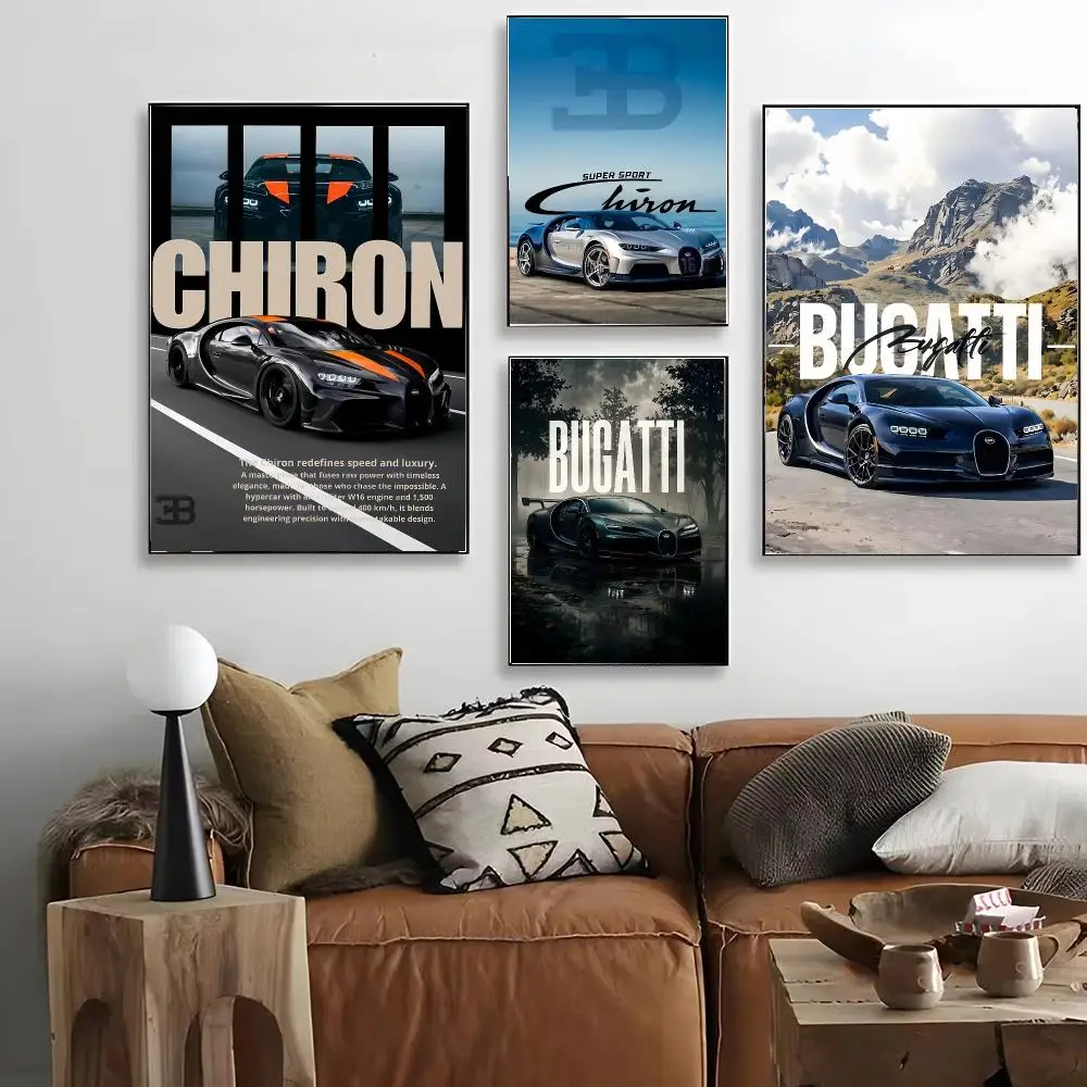 Super Car B-BUGATTI Poster HD Art Decorative Wall Art Waterproof Home Décor for Living Room Bedroom Café Stylish Gift