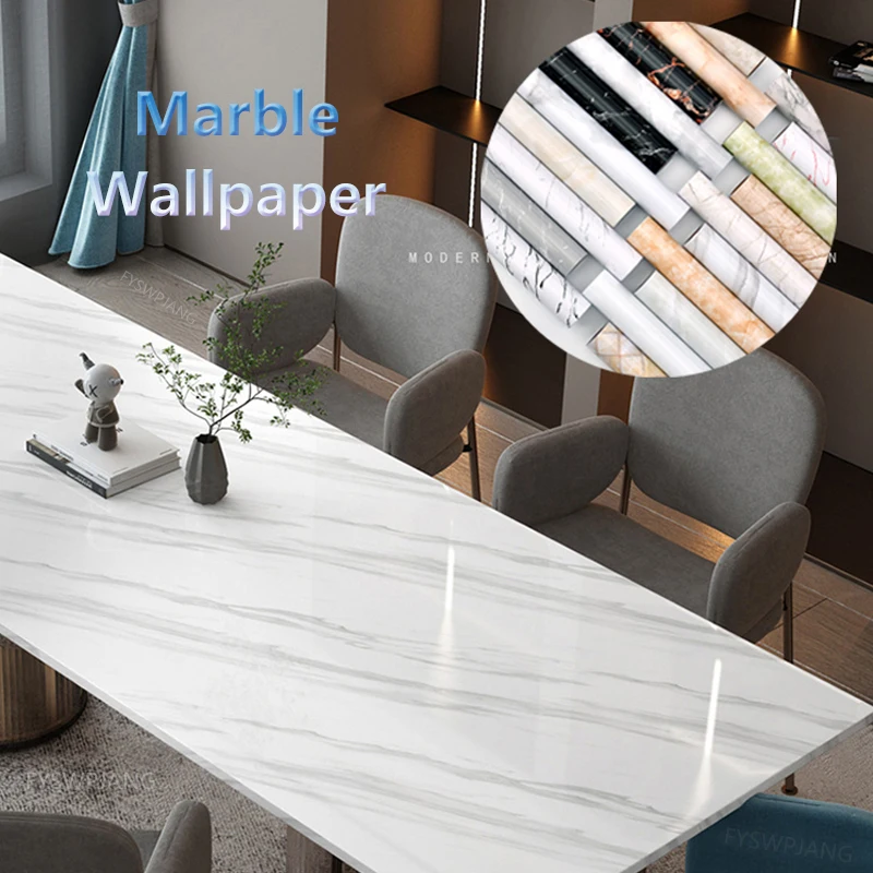 Marble Wallpaper Adhesive Sticker for Furniture Decorative Vinyls for Walls Waterproof Kitchen Bathroom Livingroom Wall Sticker