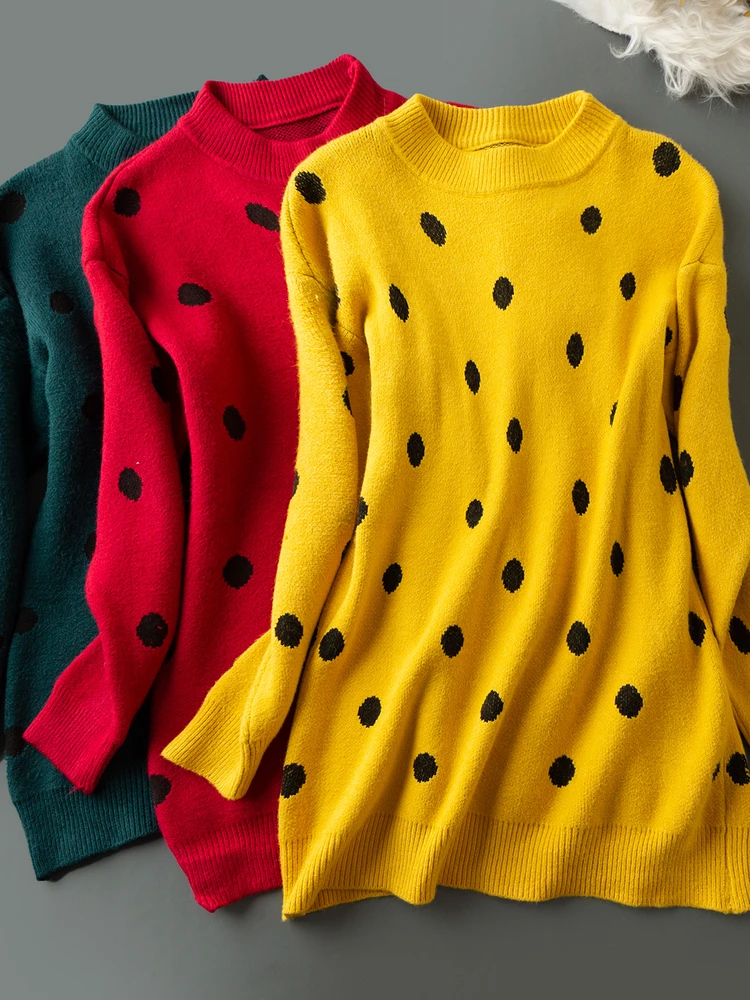 

Faionable Versatile Comfortable Loose Slimming Mid-Ne Long Sve Knitwear Spring Autumn New Sle Simple Design