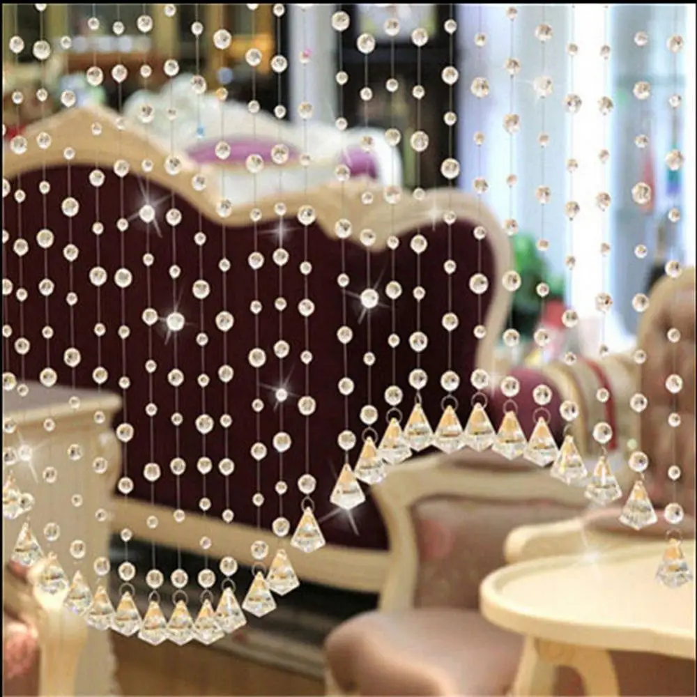 Fashion 1 Meter Glass Beads Drapes Partition Wedding Backdrop Hanging Curtain