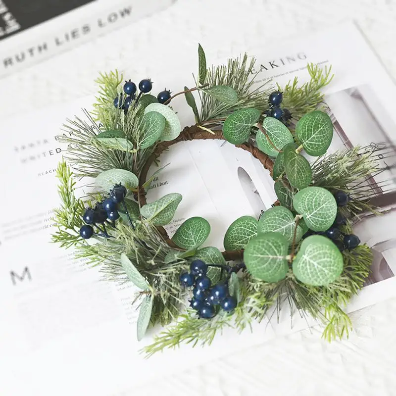 Candle Rings Wreaths Blueberry Berry Candle Rings Table Centerpieces Artificial Greenery Farmhouse Garland Spring Surround For