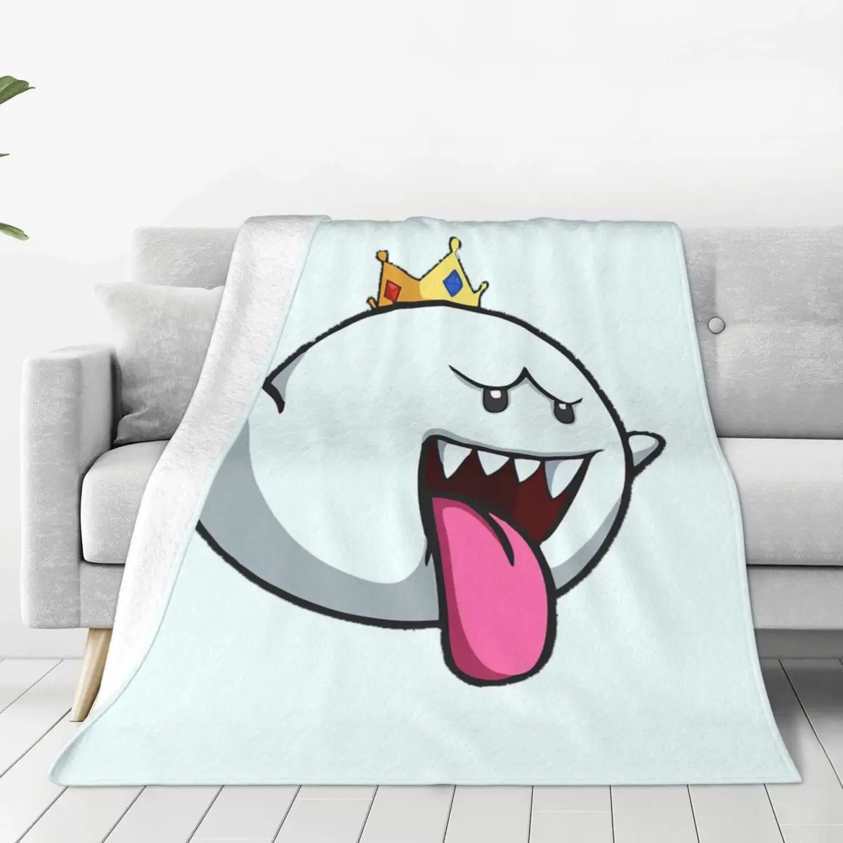 King Boo Blanket Soft Warm Flannel Throw Blanket Plush for Bed Living room Picnic Travel Home Sofa