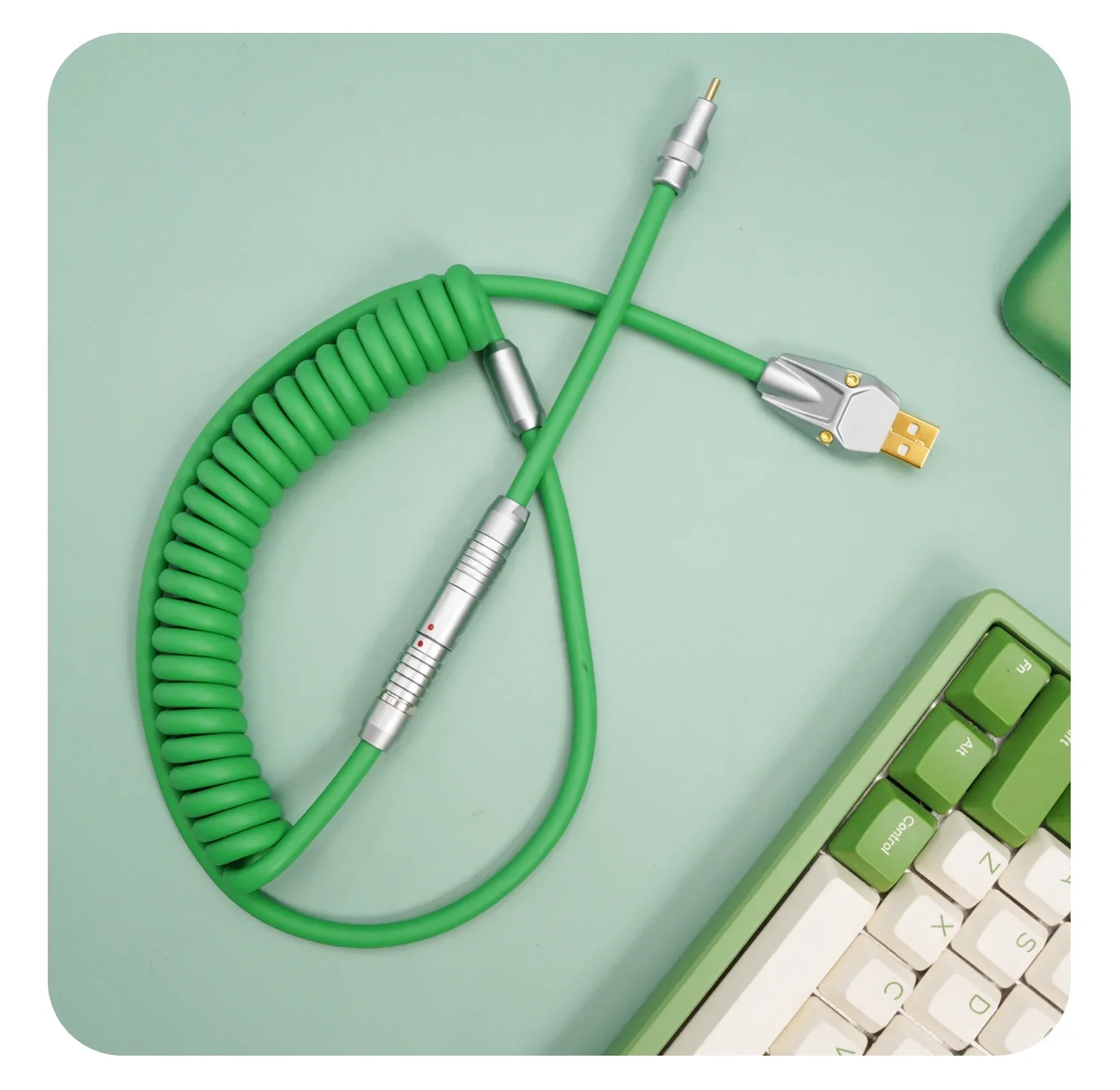 GeekCable Pole Shark 수제 맞춤형 컴퓨터 기계식 키보드 데이터 케이블 슈퍼 탄성 와이어 고무 아보카도