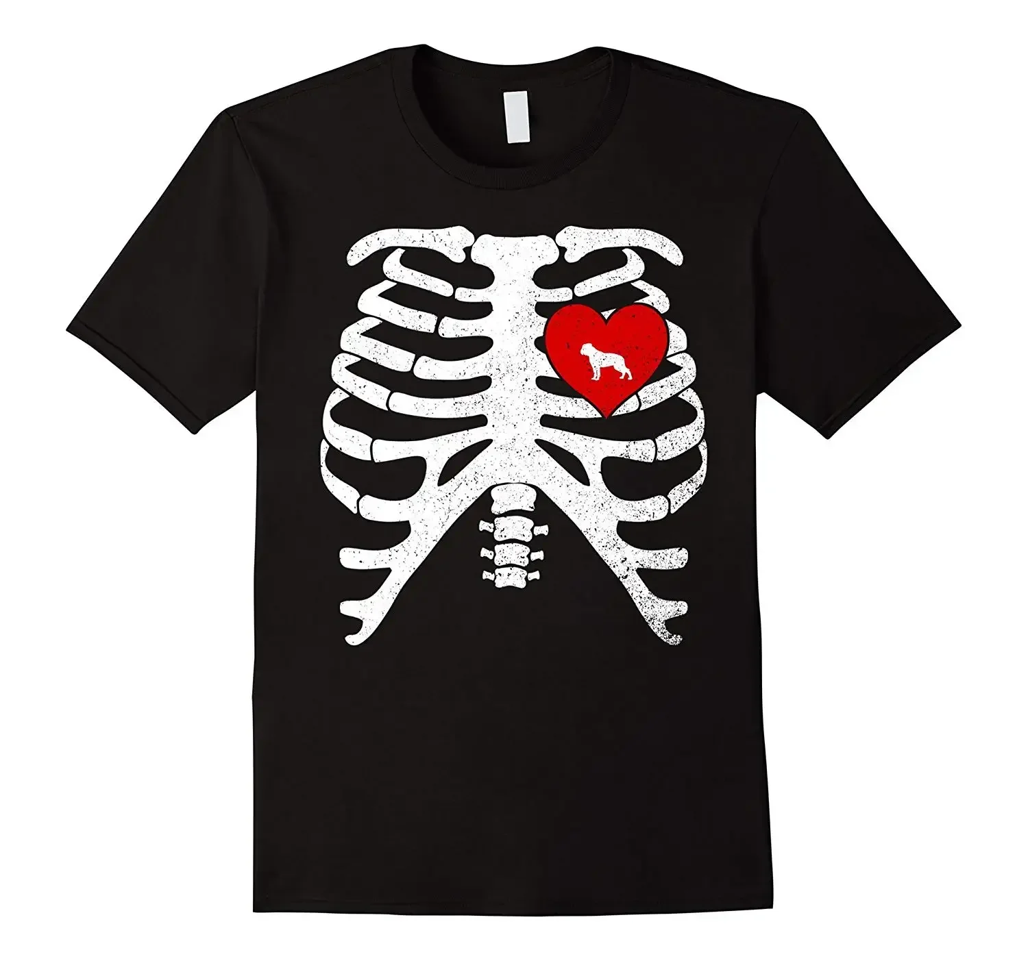 Unique Skeleton Rib Cage Heart Funny Dog Lovers Halloween Gift T-Shirt Summer Cotton Short Sleeve O-Neck Men's T Shirt New