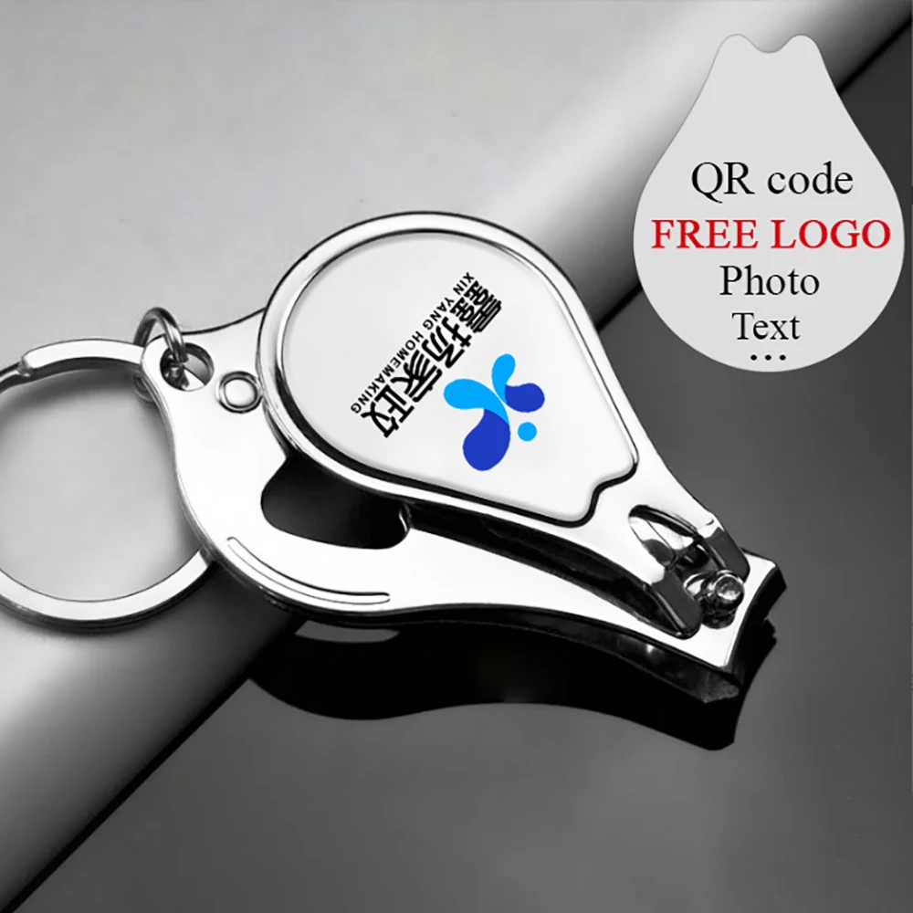 10pcs FREE Engraved Logo Nail Clipper Keychain Multifunctional Bottle Opener Promotion Advertising Gifts Wedding Souvenir Gift