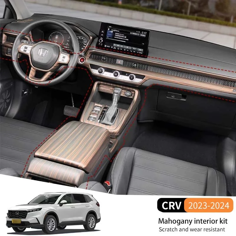 

Для CRV Breeze 2023-2024 модификация салона автомобиля, декоративные аксессуары из красного дерева, износостойкие наклейки из АБС-пластика
