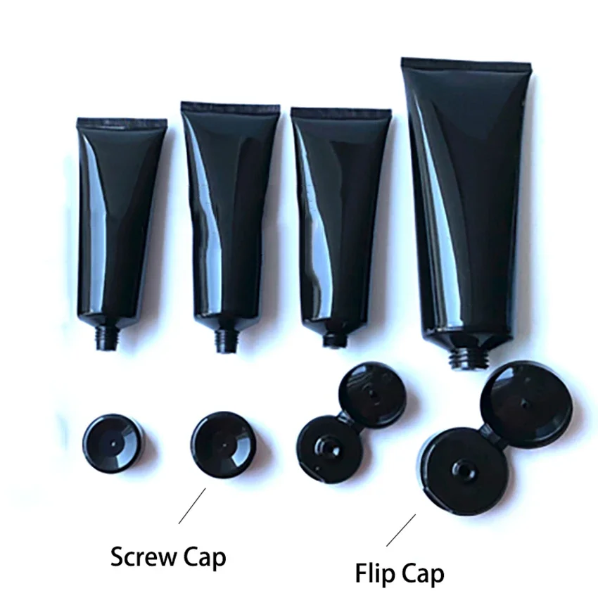 10g 15g 20g 30g 50ml 60g 80g 100g 200ml Black Plastic Squeeze Bottle Refillable Cosmetics Container Skin Care Cream Soft Tube