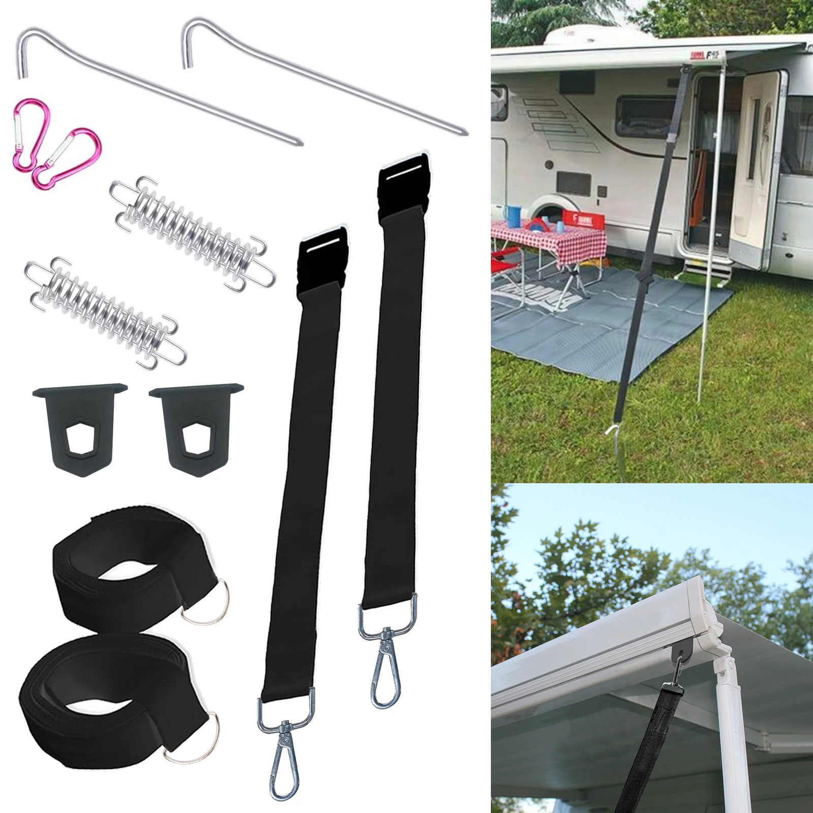 

Caravan Type S Black Awning Tie Down Kit For Fiamma F35 F45 F65 Caravan Motorhome Outdoor Camping Tools Camper Accessories