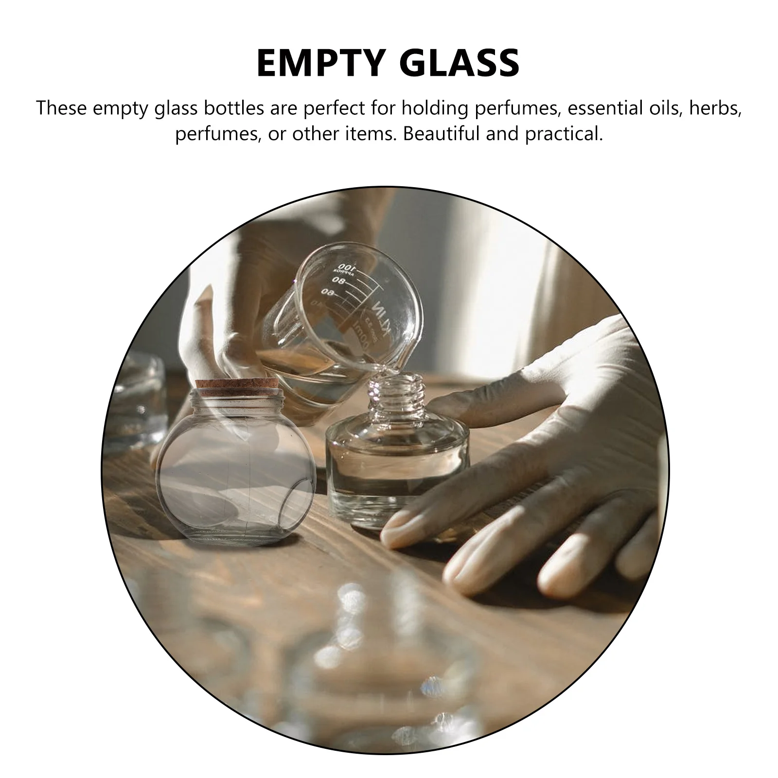 

Creative Wishing Bottle Glass Transparent Storage Jar Corked Diy Container Wooden Cork Design Airtight Small Jar For Perfume Oil