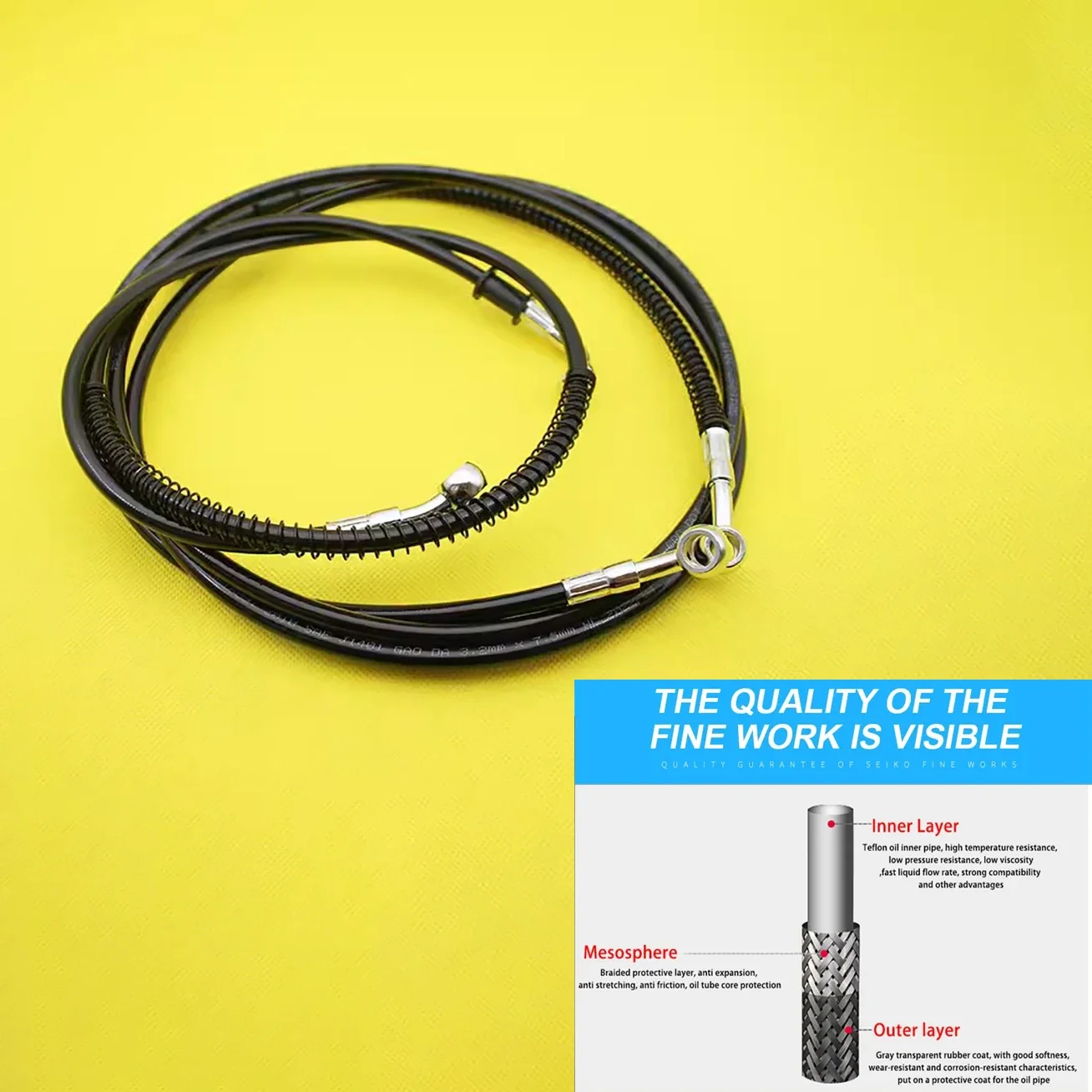 Manguera de aceite de embrague de freno de motocicleta, tubo de línea de manguera trenzada de acero inoxidable reforzado hidráulico, 10cm ~ 500cm,